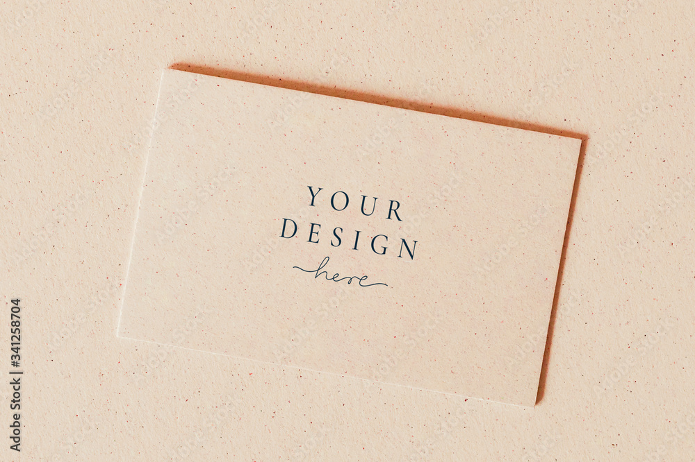 Blank business card on beige background template