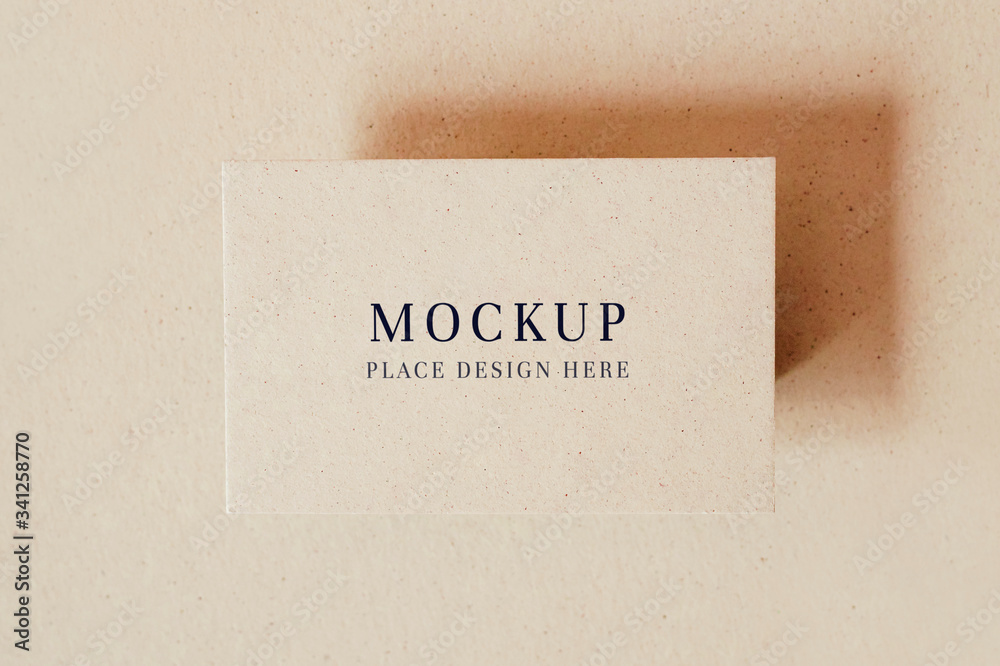 Beige blank business card mockup