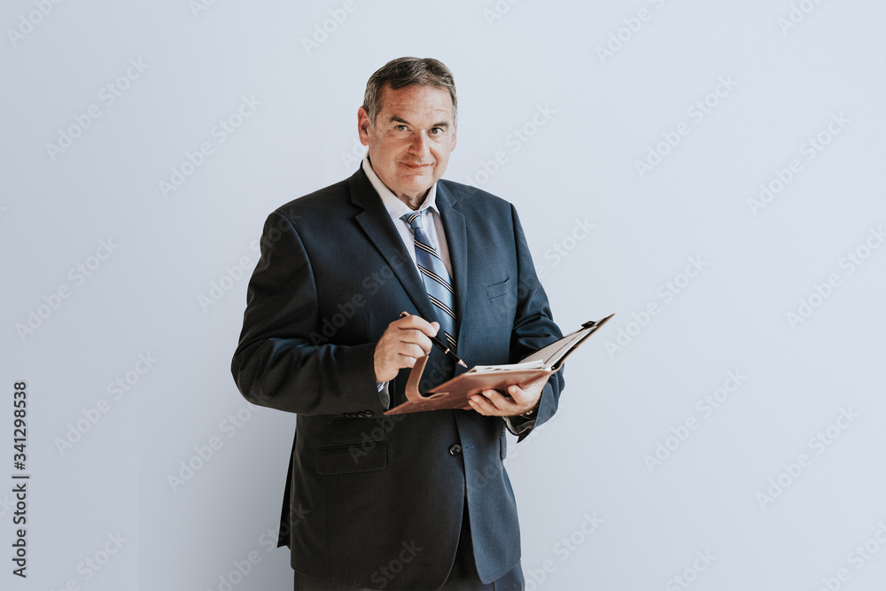 Businessman checking his agenda