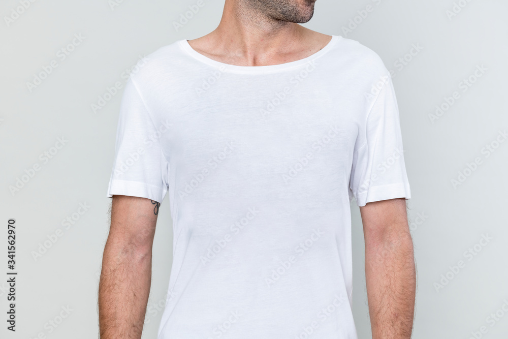 Slim man in a white t-shirt