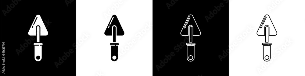 Set Trowel icon isolated on black and white background.  Vector Illustration