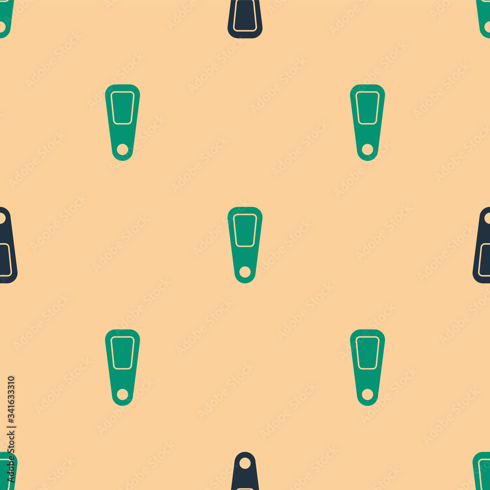 Green and black Hand mirror icon isolated seamless pattern on beige background.  Vector Illustration