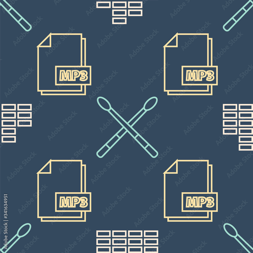 将线路音乐均衡器、MP3文件文档和鼓槌设置在无缝模式上。矢量