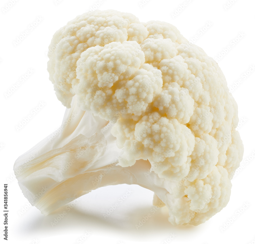 Organic cauliflower with clipping path isolated on a white background