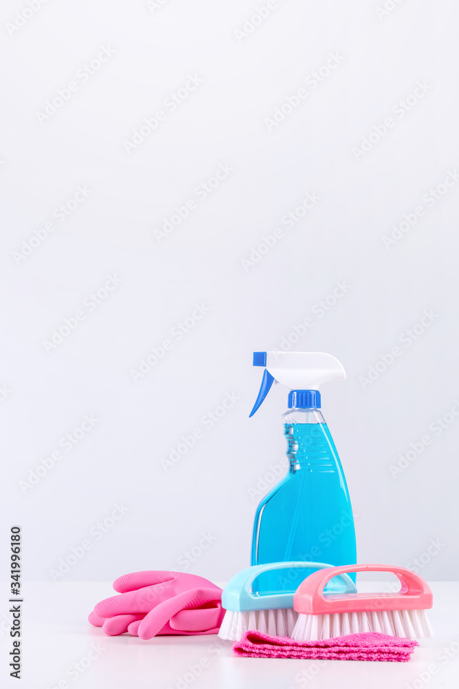 Cleaning product tool equipments, concept of housekeeping, professional clean service, housework kit