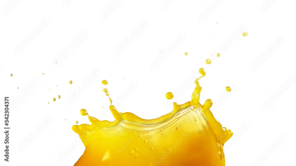 Orange juice splash on white background