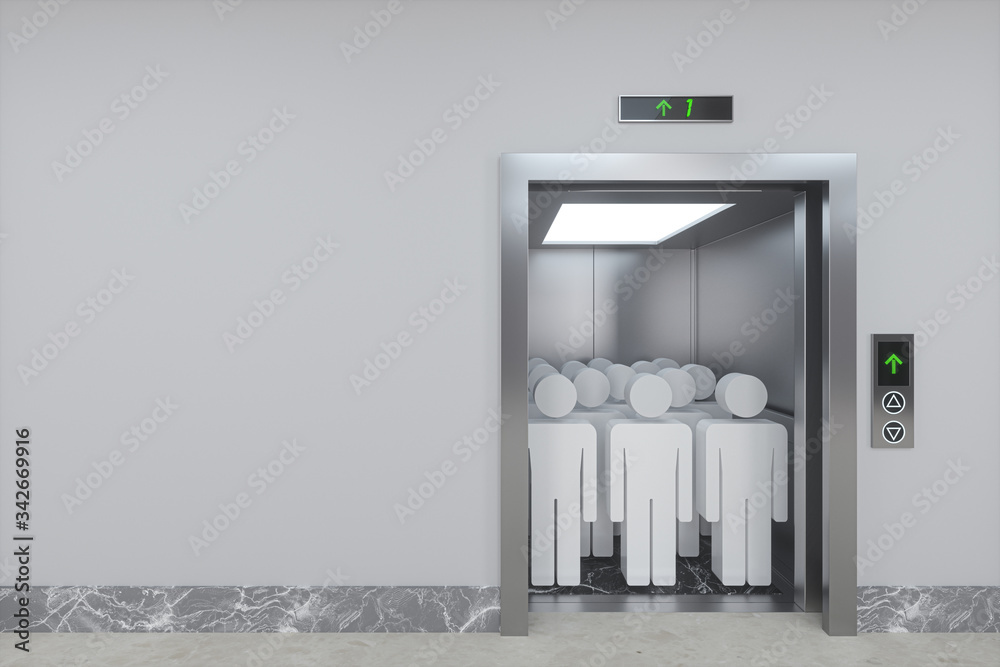 The elevator in the corridor, 3d rendering.