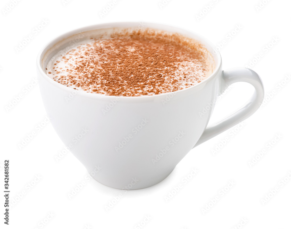 Cup of coffee on white background