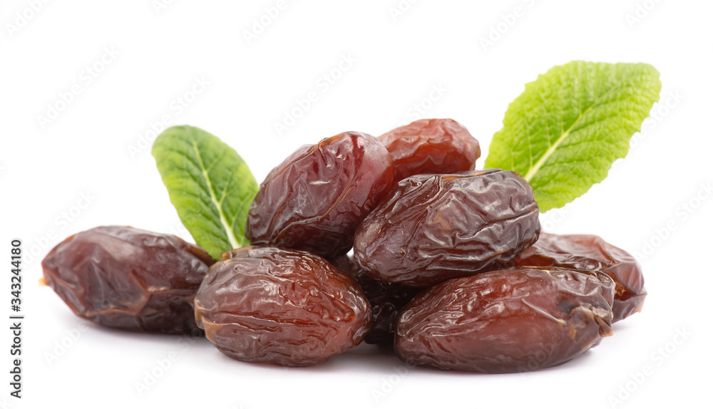 Group fruit of palm Phoenix dactylifera or Dare fruits in isolated on the white background..