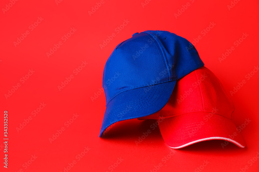 Blank caps on color background