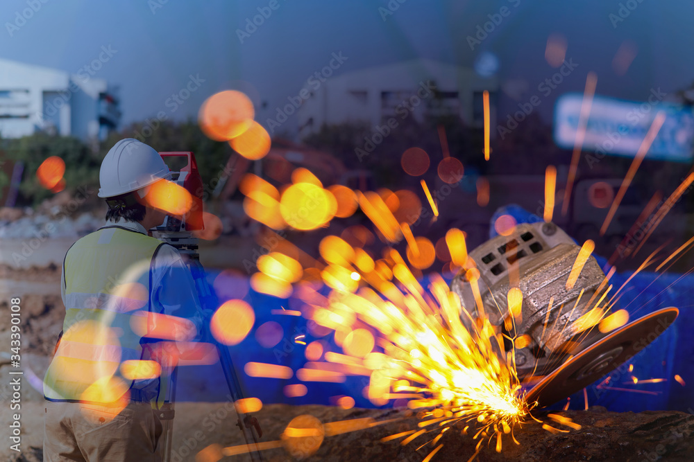 Industrial Worker at the factory welding closeup