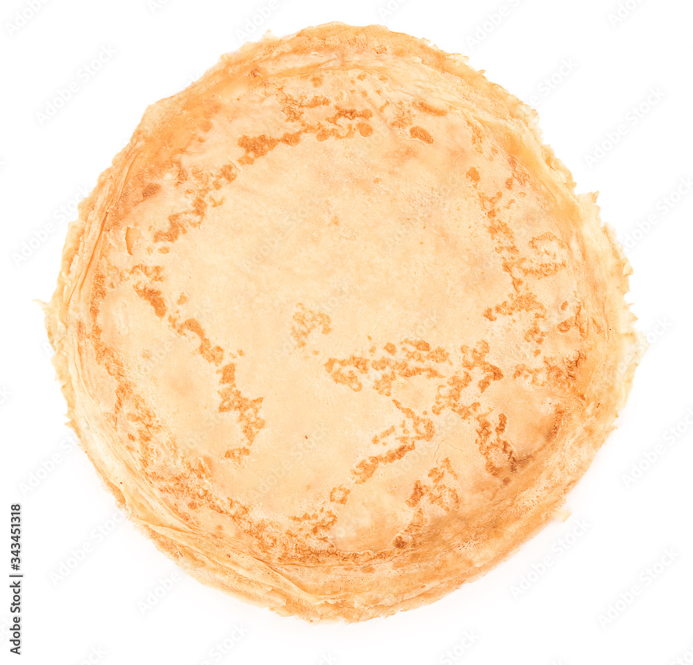 Tasty blini on white background