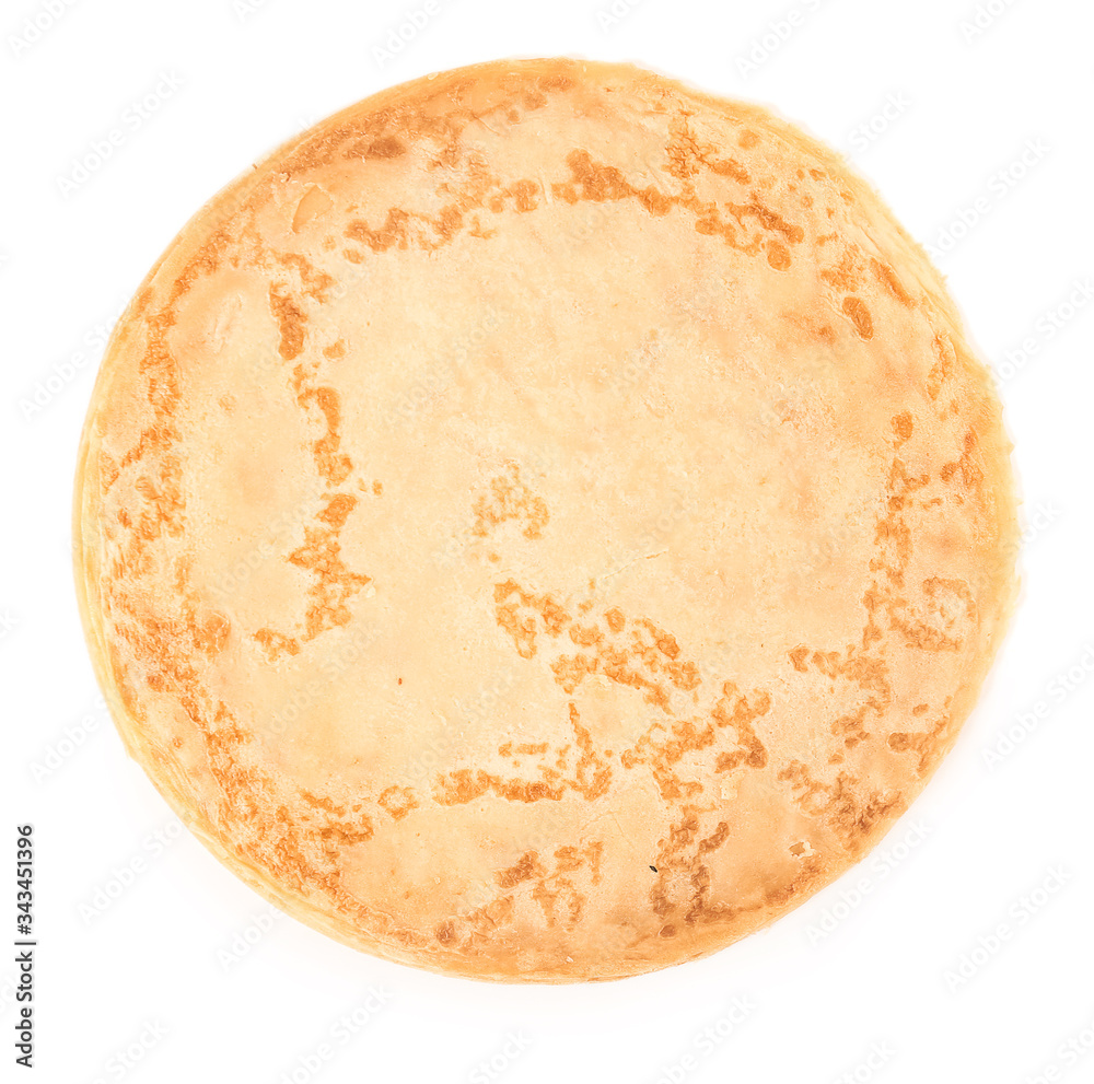 Tasty blini on white background