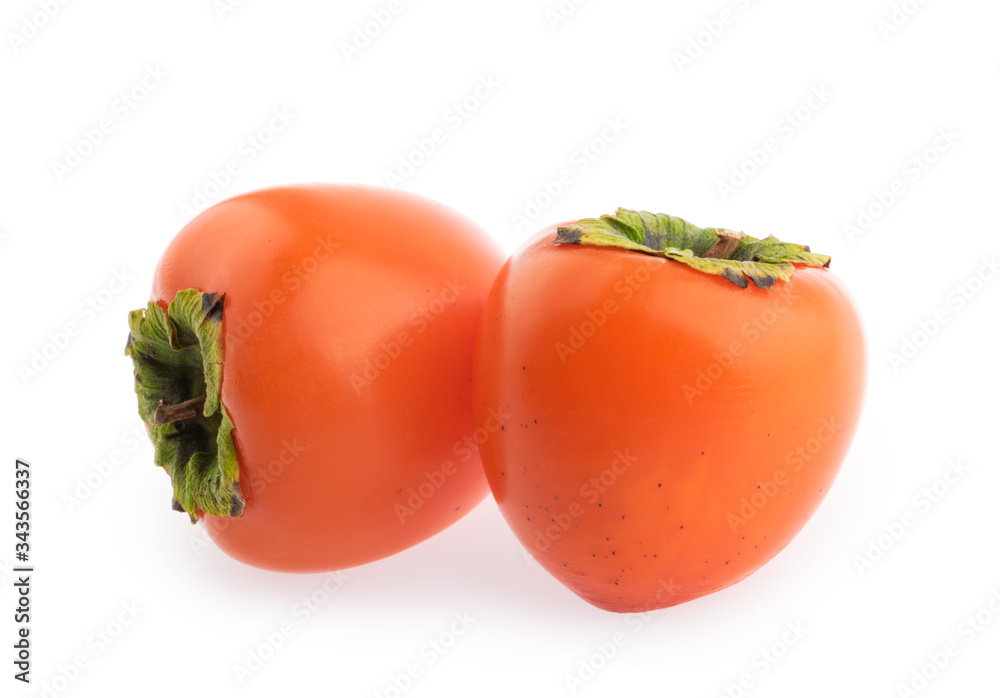 persimmon fruits isolated white background