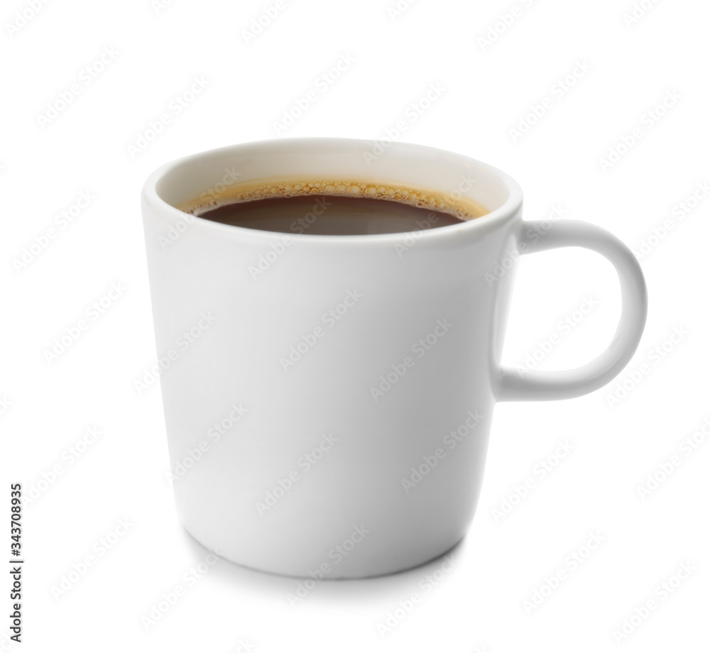 Cup of coffee on white background