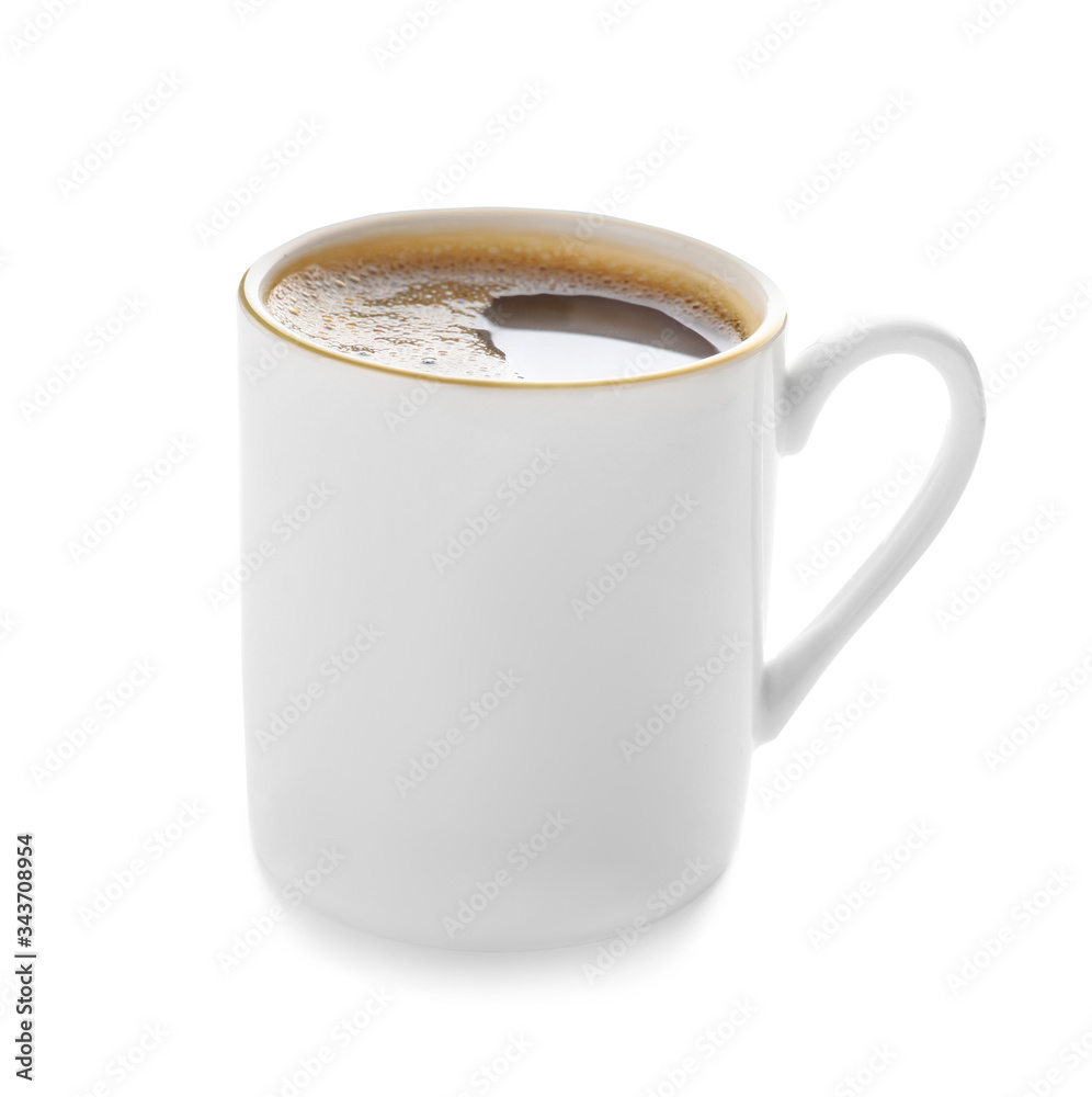 Cup of coffee on white background