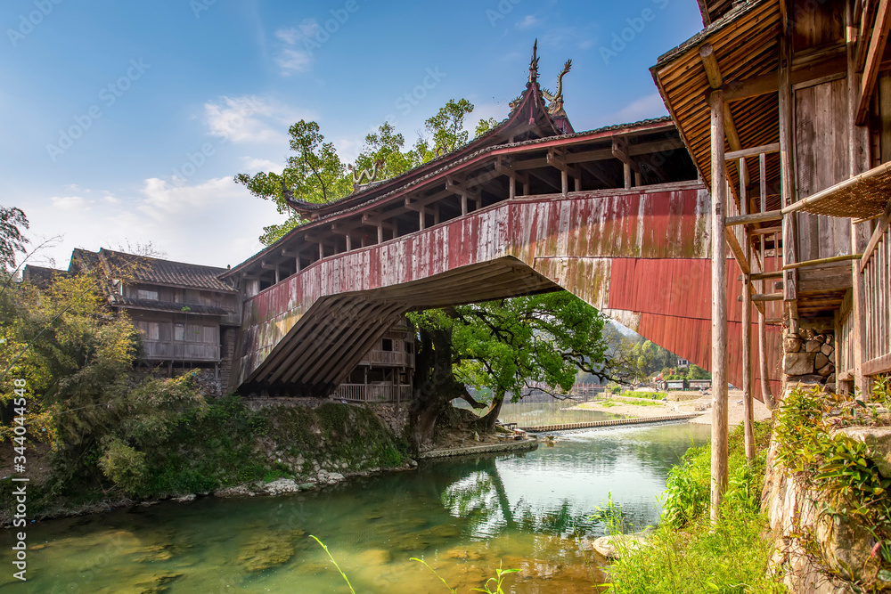 Ancient Taishun Lounge Bridge  in Zhejiang Province, China