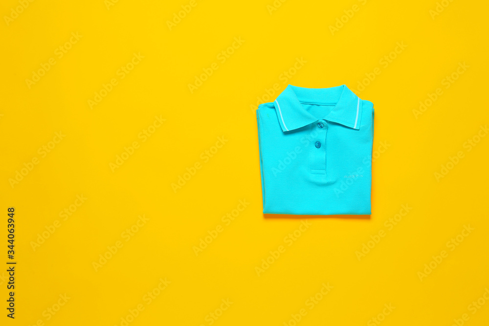 Stylish t-shirt on color background