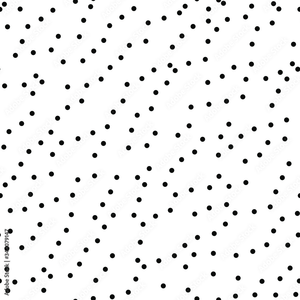 Random scattered dots, abstract black and white background. Seamless vector pattern. Black and white