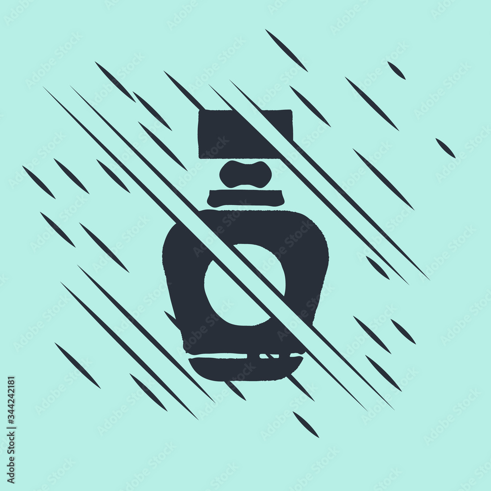 Black Perfume icon isolated on green background. Glitch style. Vector Illustration