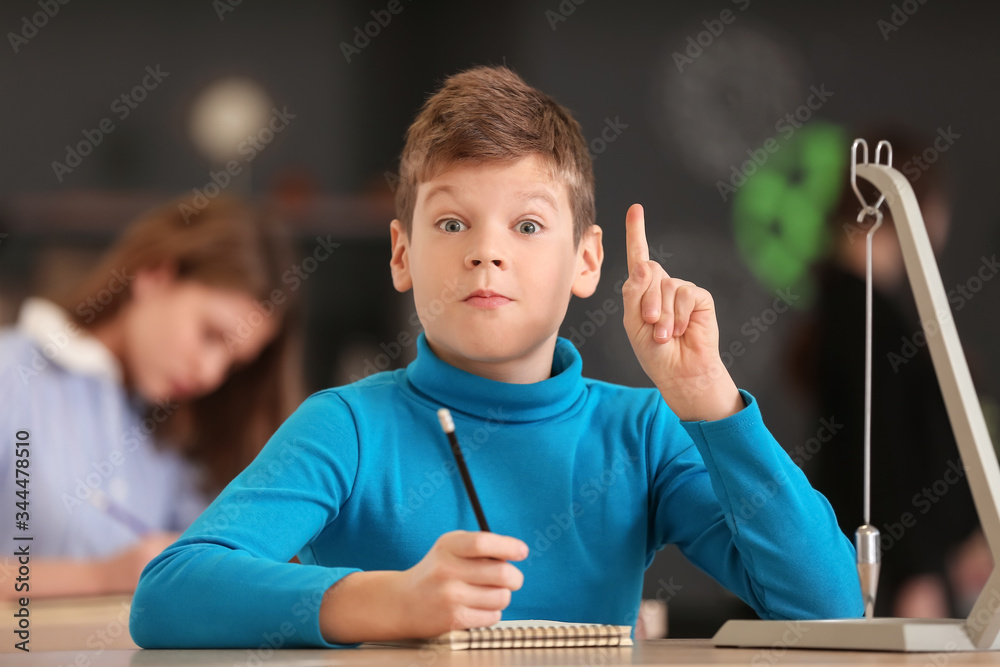 Pupil at physics lesson in classroom