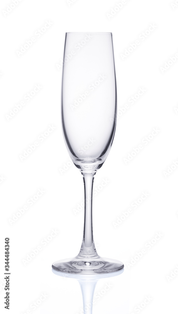 Champagne glass placed on a white background