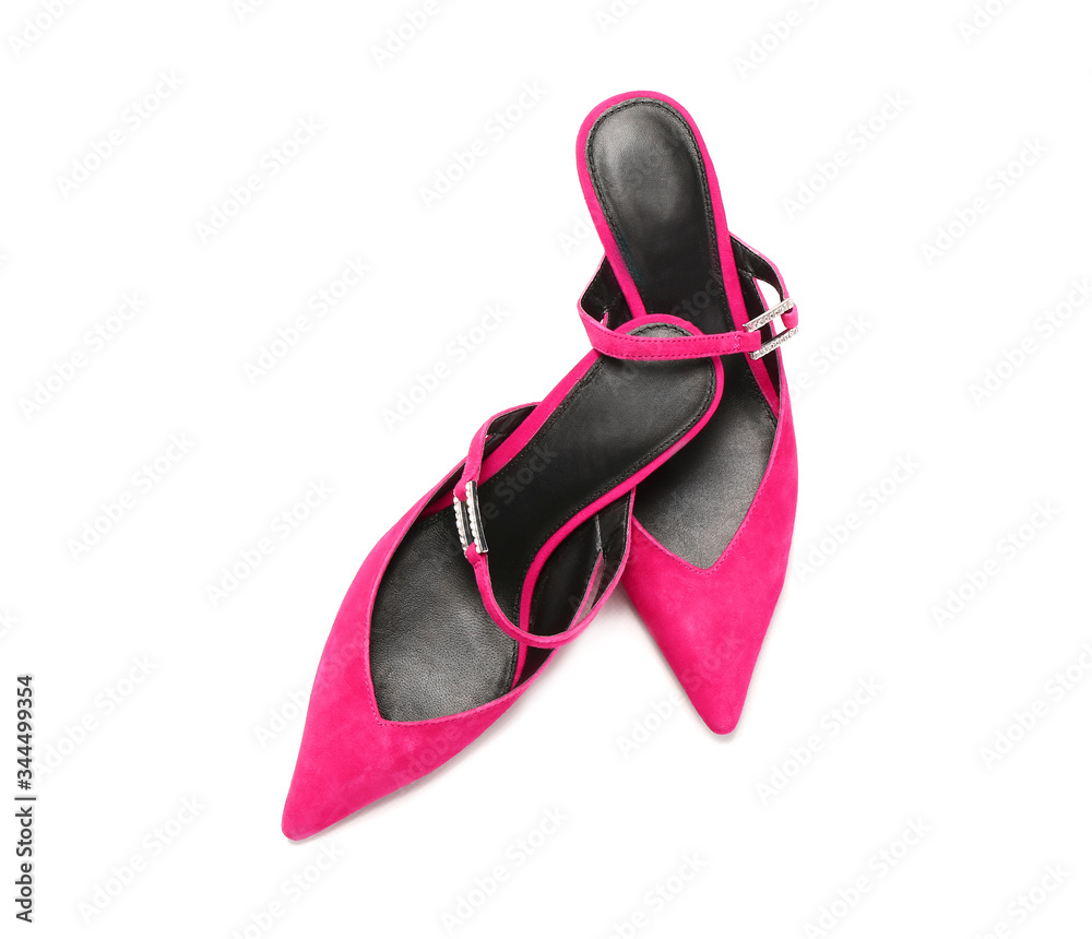 Stylish shoes on white background