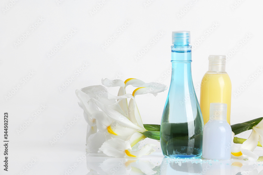 Natural cosmetics on white background