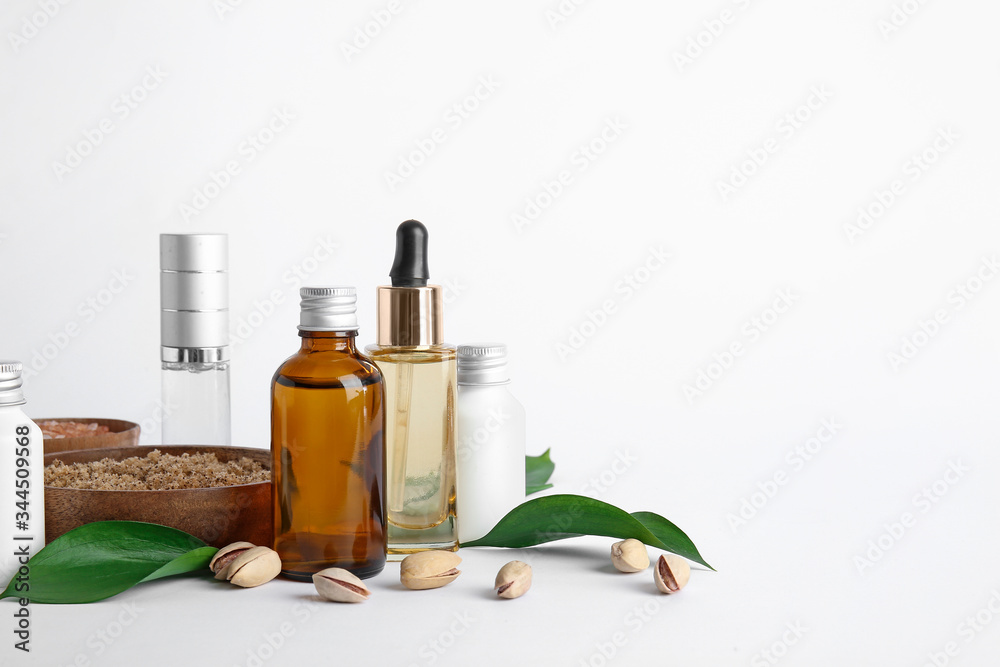 Natural cosmetics on white background