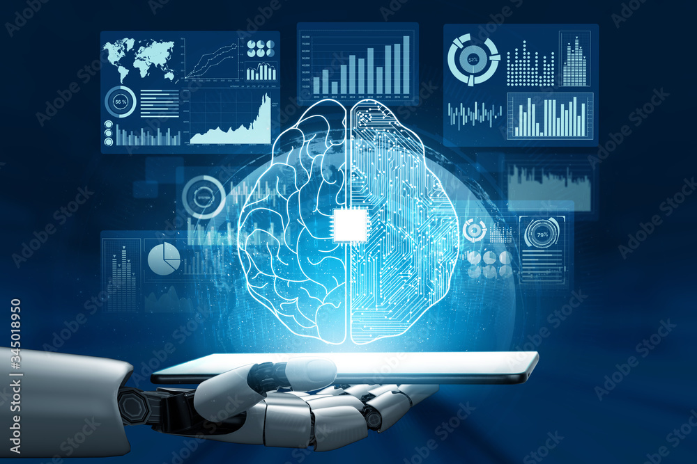 3D渲染未来机器人技术开发、人工智能AI和机器学习