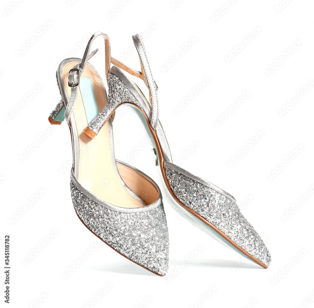 Modern female shoes on white background