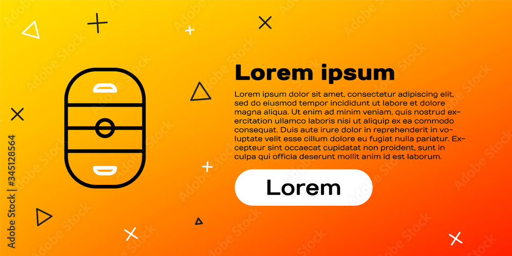 黄色背景上隔离的线条冰球场图标。曲棍球场。彩色轮廓概念。Vec