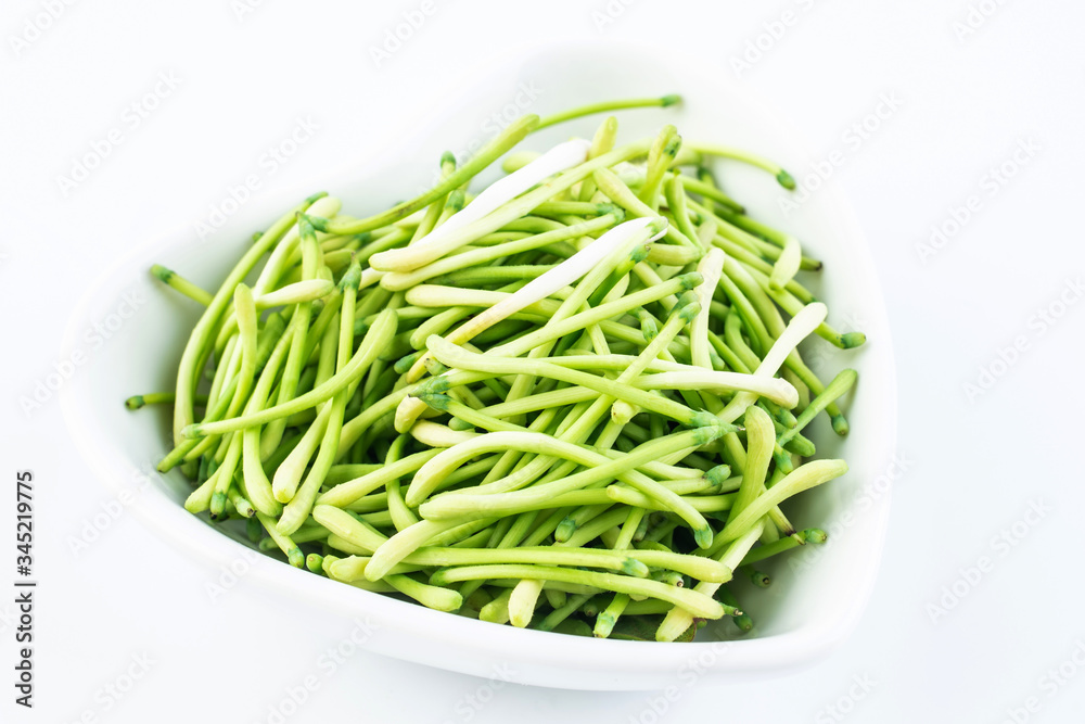 Fresh wild honeysuckle buds on white background