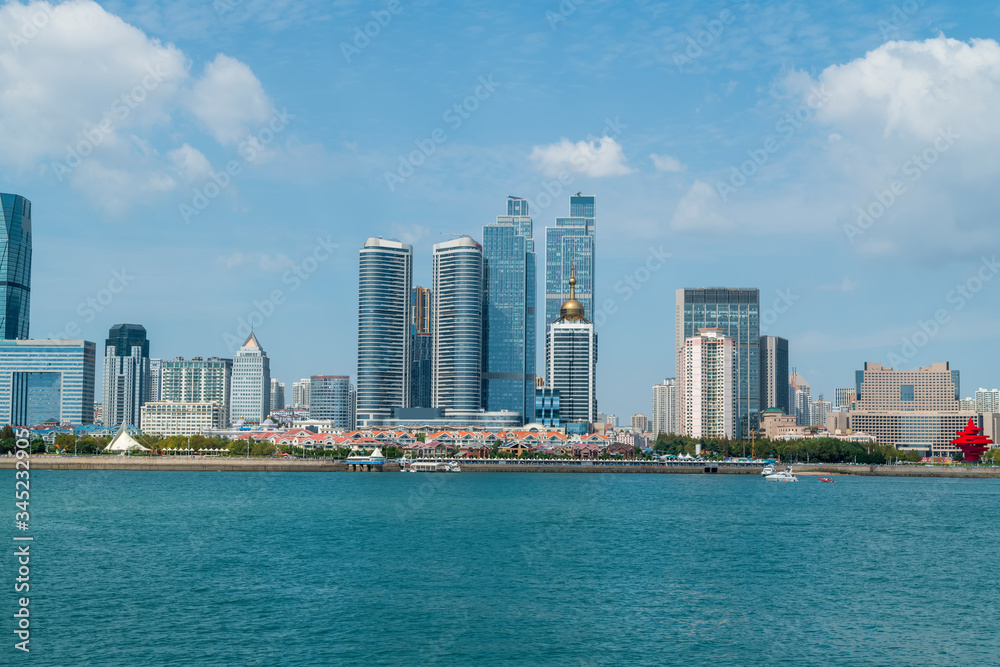 Modern urban architectural landscape of Qingdao, China..