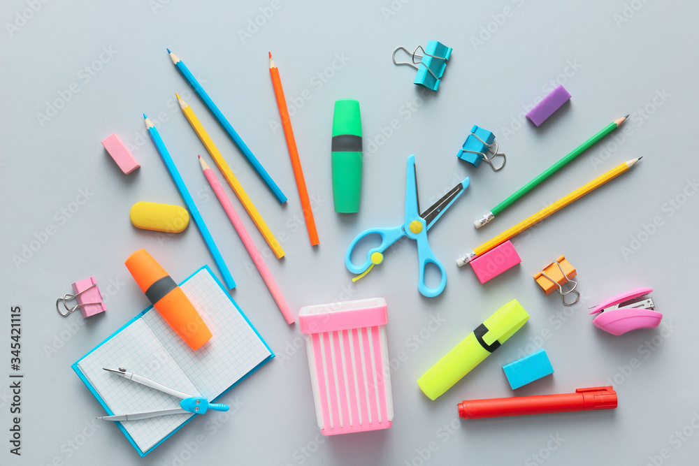 Holder with stationery on light background