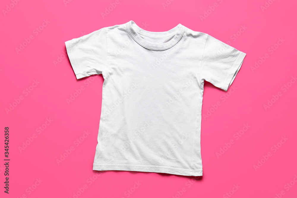 Stylish t-shirt on color background