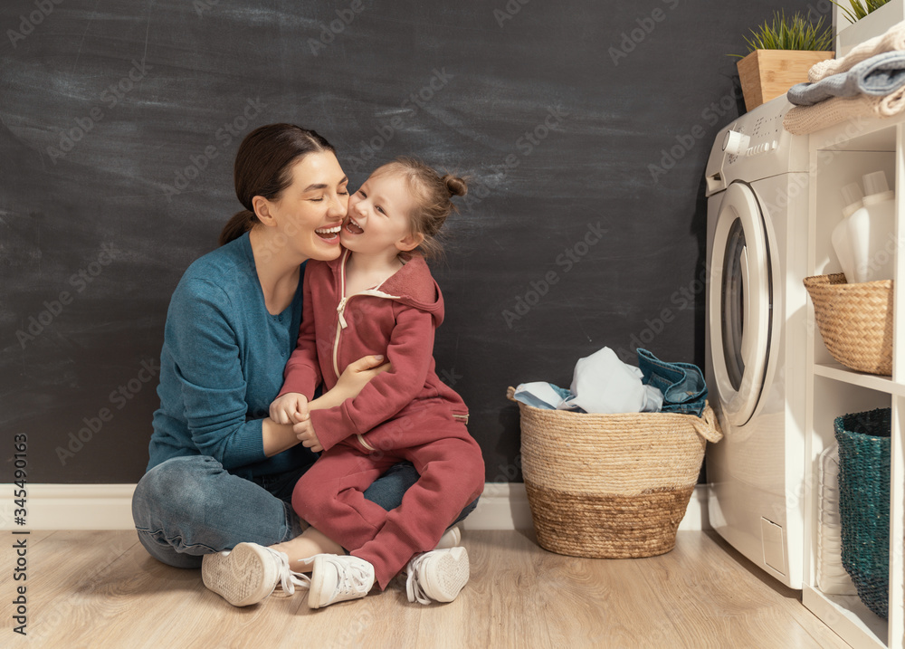 family doing laundry