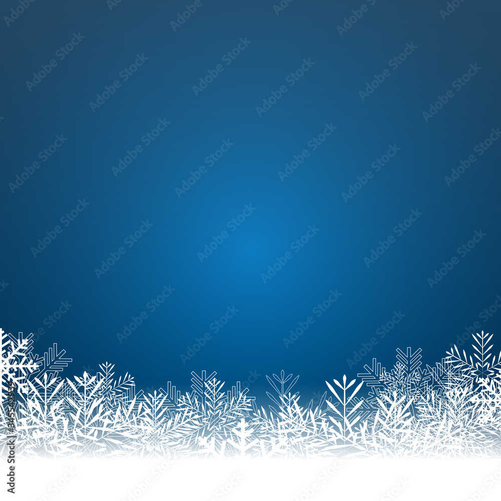 Abstract Beauty Christmas and New Year Background with Snow and Snowflakes. Vector Illustration