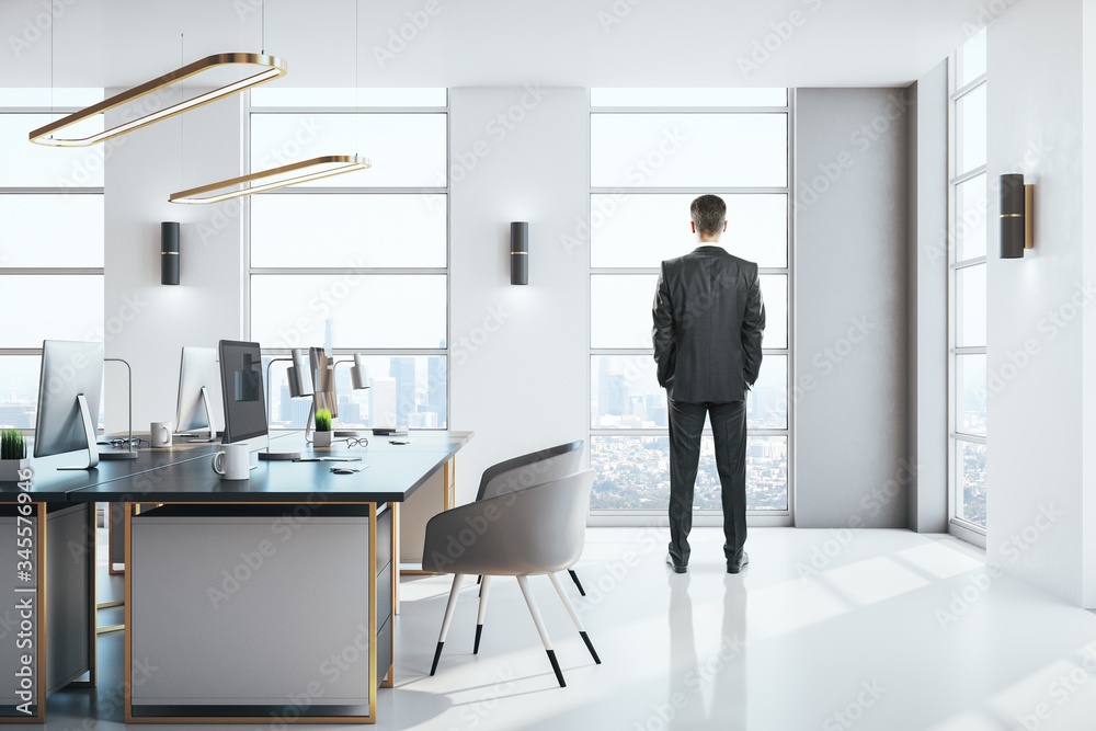 Businessman standing in modern office interior