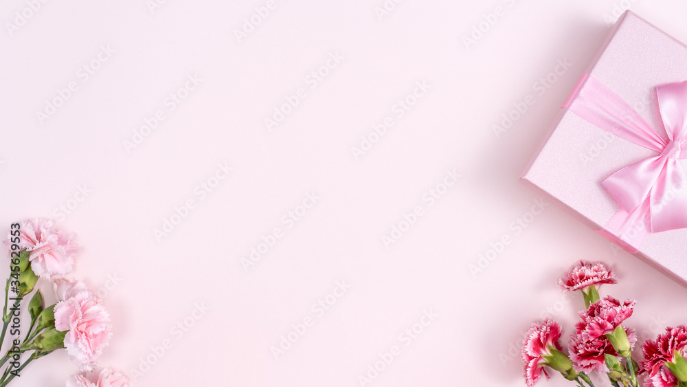 Mothers Day, Valentines Day background design concept, beautiful pink, red carnation flower bouque