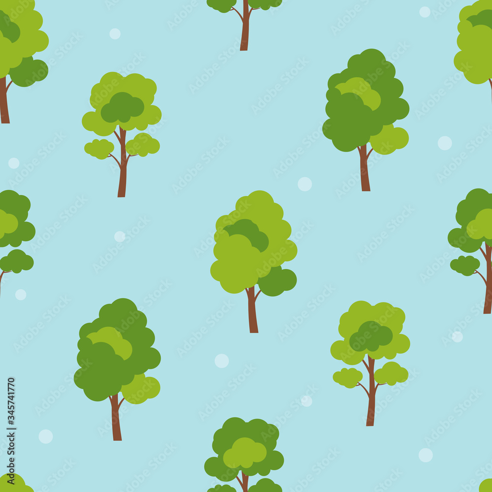 Abstract Forest Tree Seamless Pattern Background. Vector Illustration