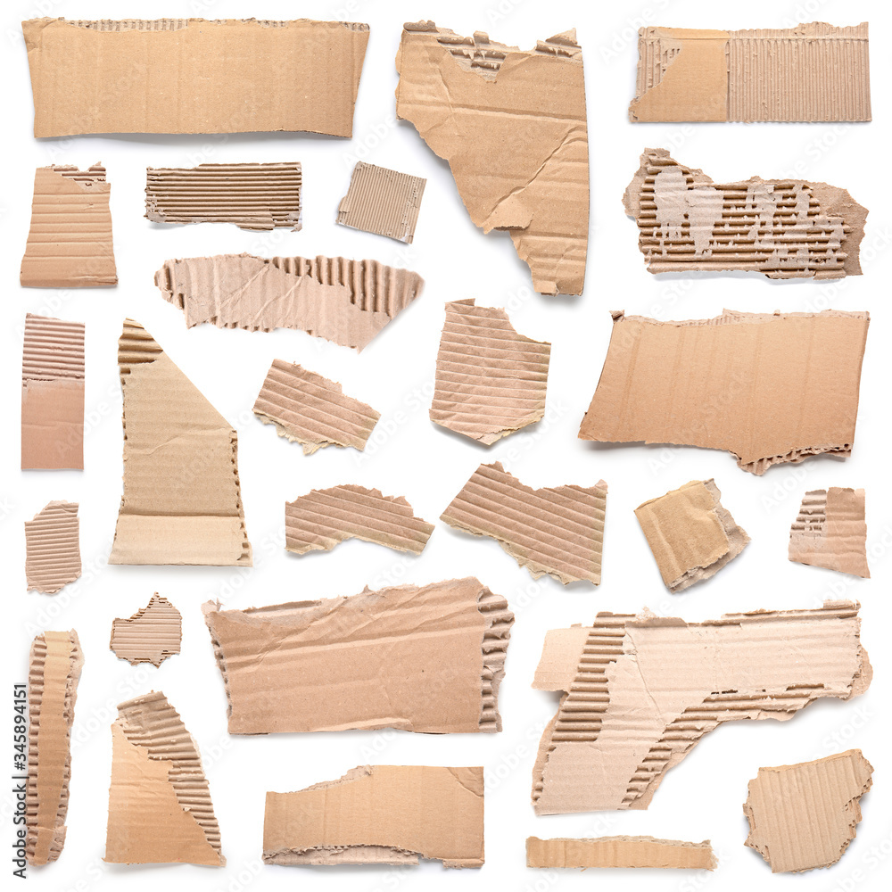 Many pieces of cardboard on white background