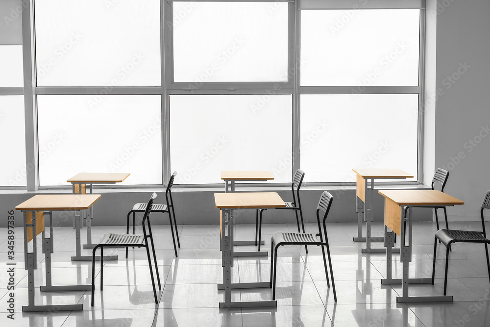 Interior of modern empty classroom