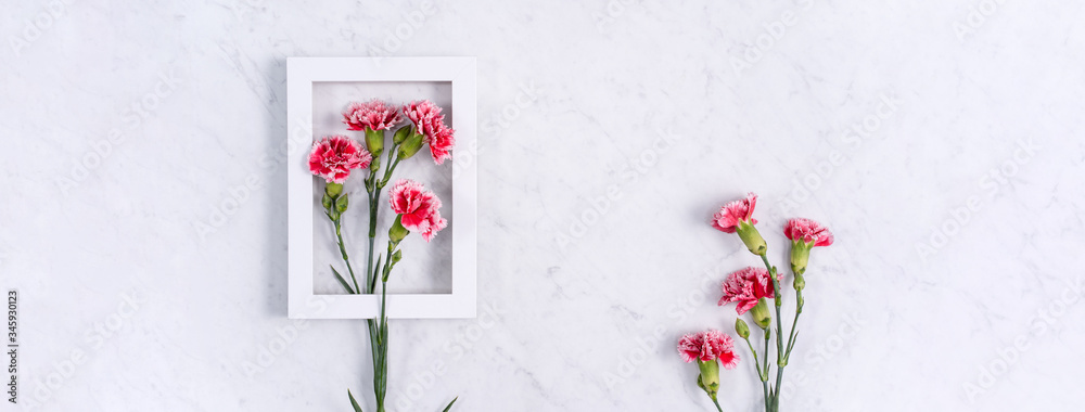 Mothers Day, Valentines Day background design concept, beautiful pink, red carnation flower bouque