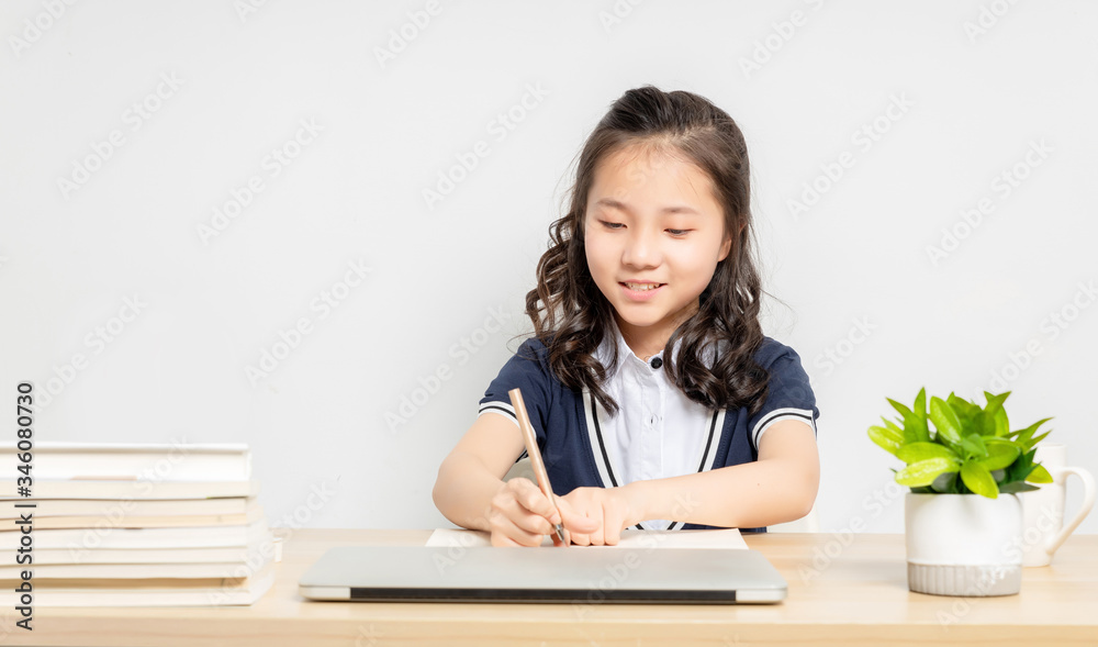 Asian primary school girls doing homework