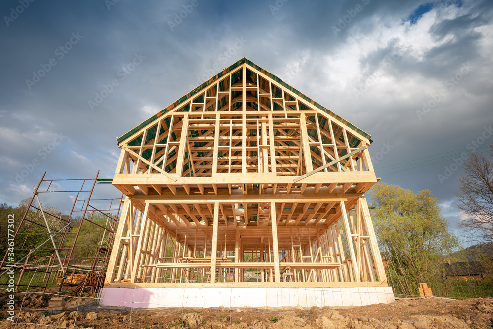 住宅建筑，户外框架木屋