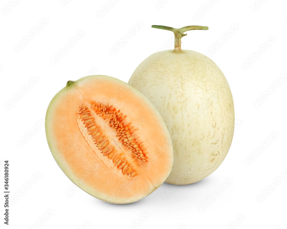 Melon, Honeydew sunlady cantaloupe isolated on white background.