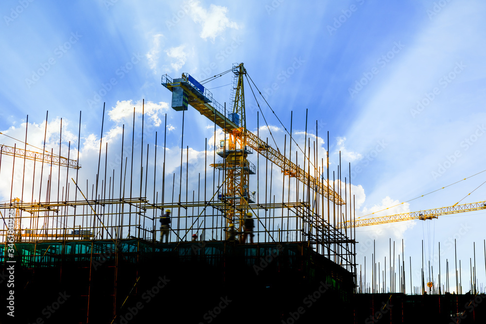 construction site against blue sky.