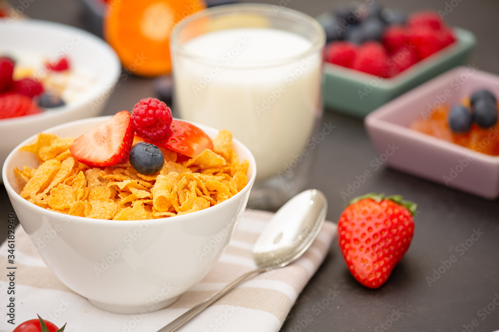 Breakfast Served in the morning with Coffee, Butter croissant and corn flakes Whole grains and raisi