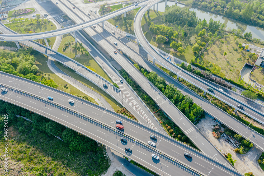 overpass with highway in city